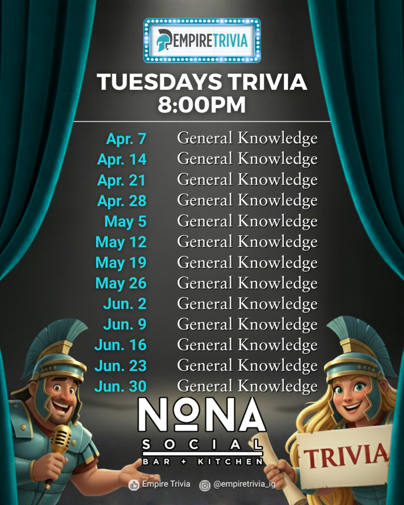 Tuesday Trivia @ Nona Social Bar and Kitchen
