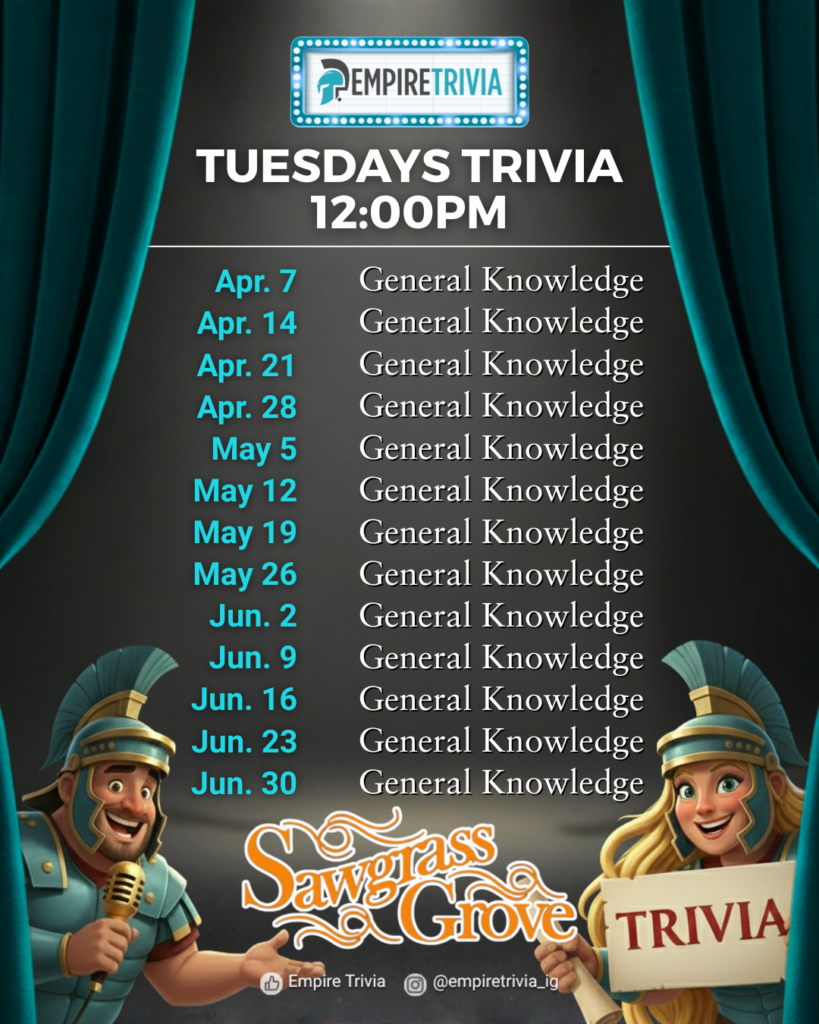 Tuesday Trivia @ Sawgrass Grove (The Villages)