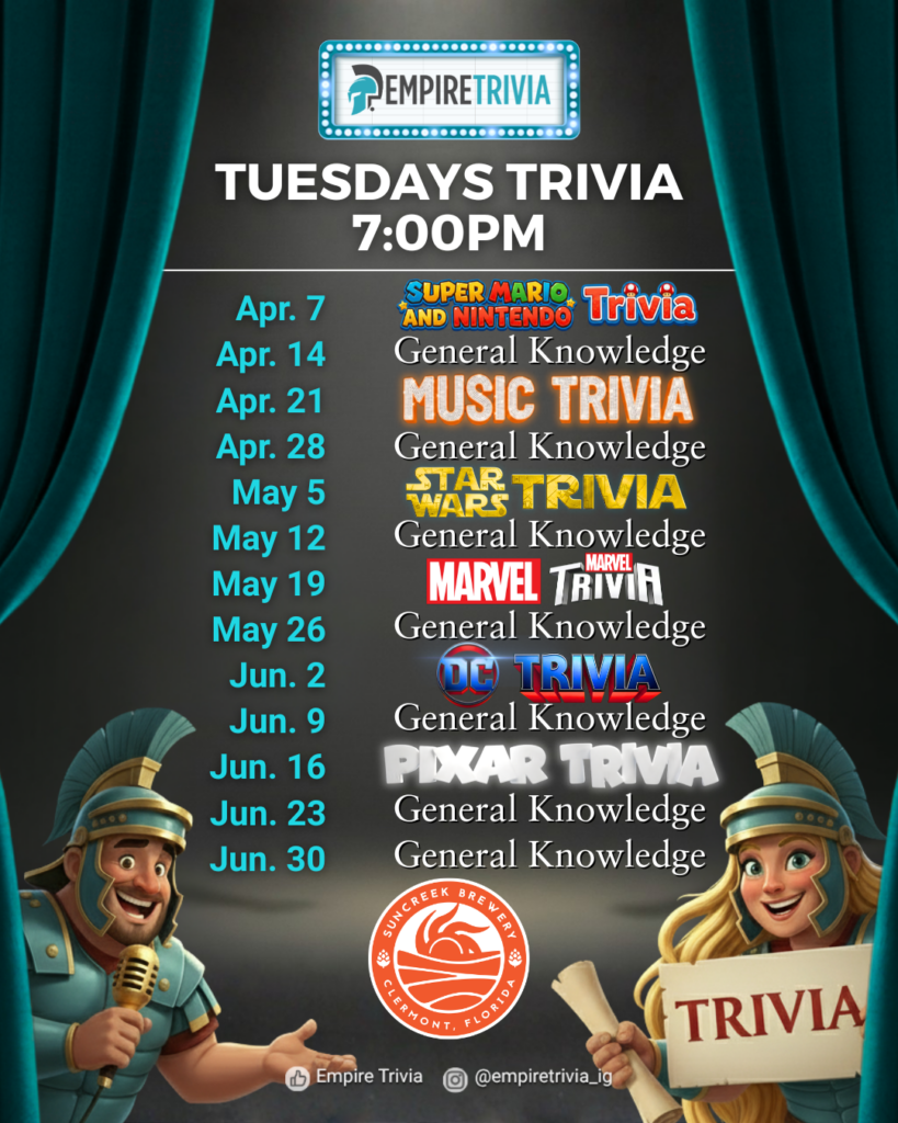 Tuesday Trivia @ Suncreek Brewery & Distillery